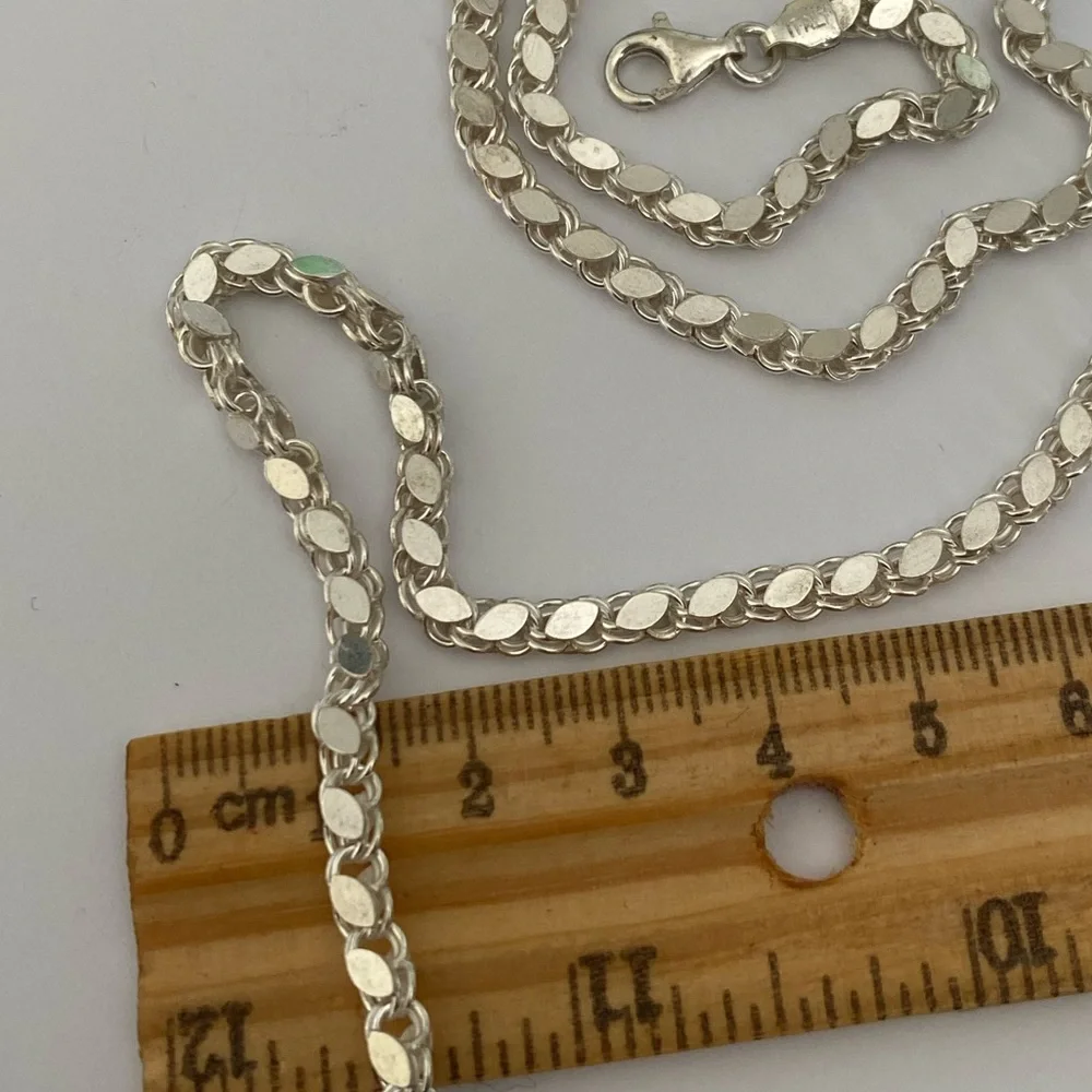 925 silver 23.5” 4mm handmade chain necklace Unisex